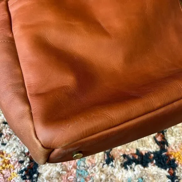 Azaria Luxe La Mère Backpack Grand Brown Leather Baby Diaper Bag - Picture 6 of 13